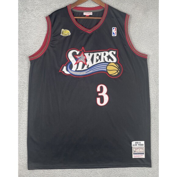 VTG Mitchell & Ness Jersey 2001 NBA Finals Allen Iverson 76ers Mens 5XL Black - Picture 1 of 10